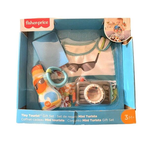 Fisher-Price Tiny Tourist Gift Set, 4 travel-themed baby toys Camera Passport - Picture 1 of 4